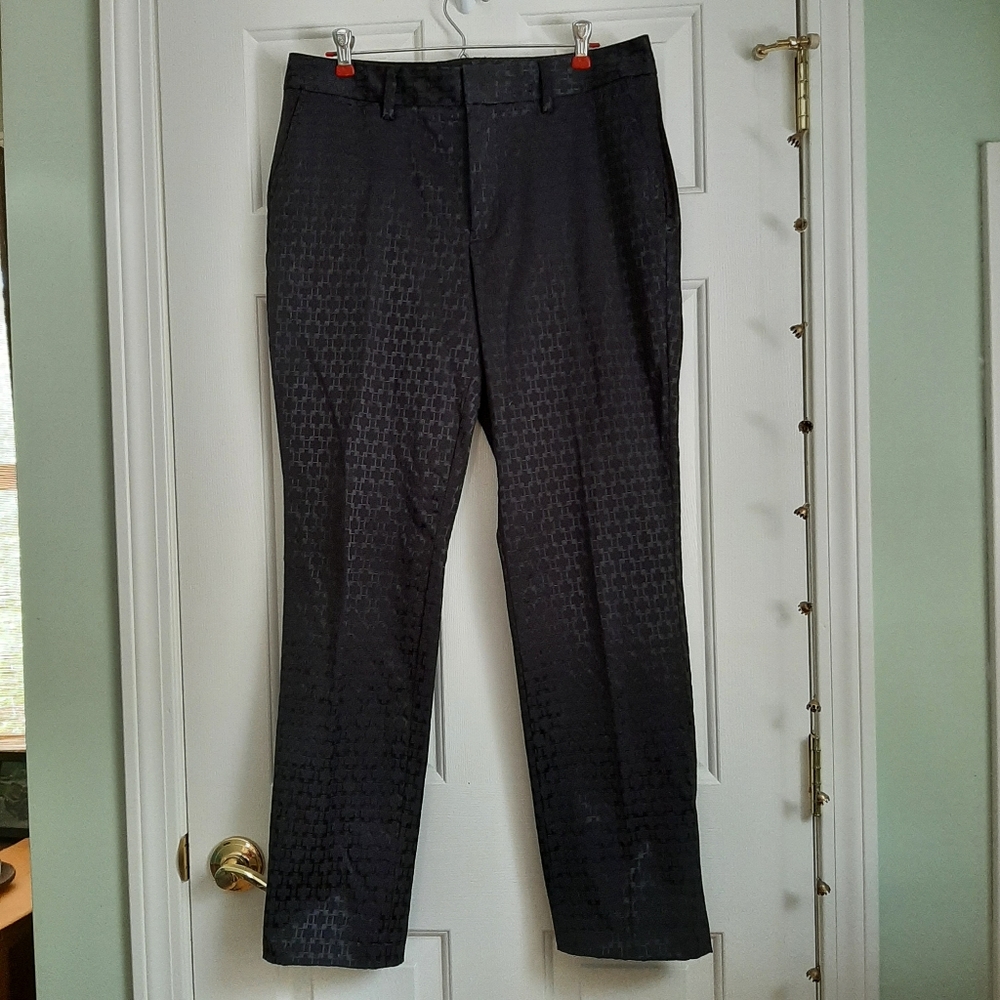 Lands' End Woman's Textured Black Straight Leg Trousers, Size 12
